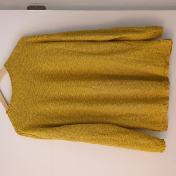 J Jill gorgeous yellow marigold cotton Boho Coastal grandma Sweater pullover M - Picture 6 of 8